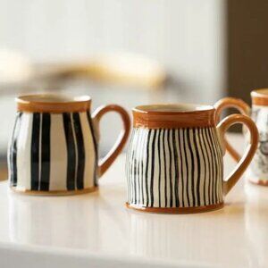 Large Capacity Wide Striped Ceramic Mug/NWT